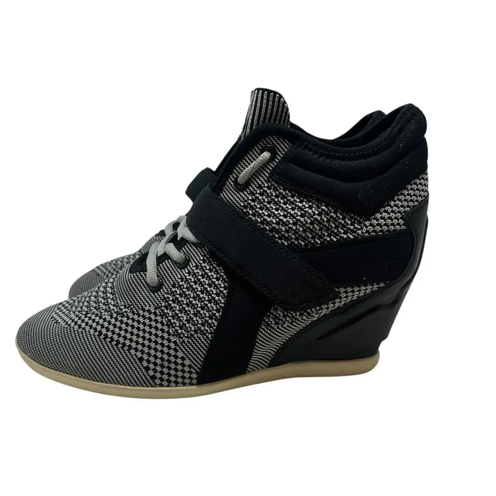 Ash Bebop Knit Wedge Sneakers High‎ Top Platform Black Gray Size 40 US 9.5 10